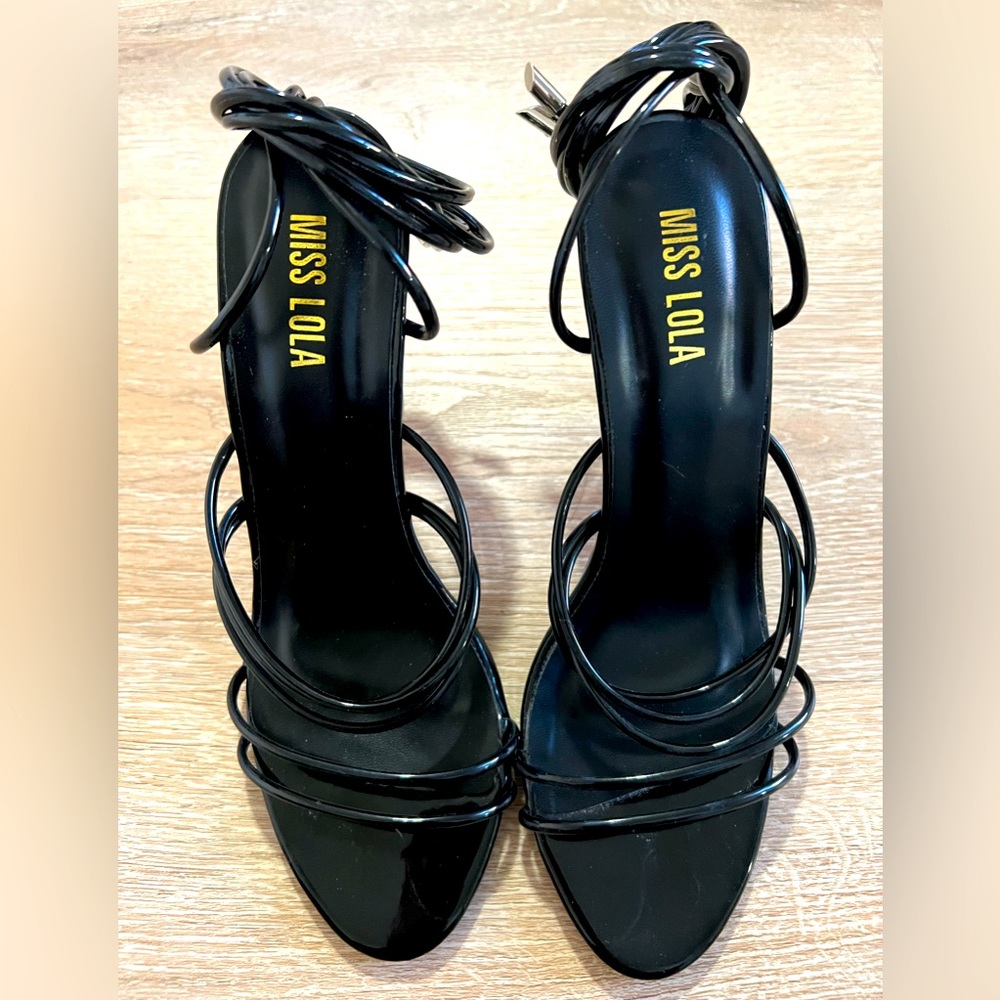 Black strap heels